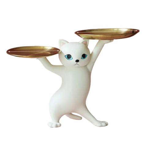 Home Figurine White Cat Tray Figurines For Interior Entrance Key Desktop Storage Sculptures & Figurines
