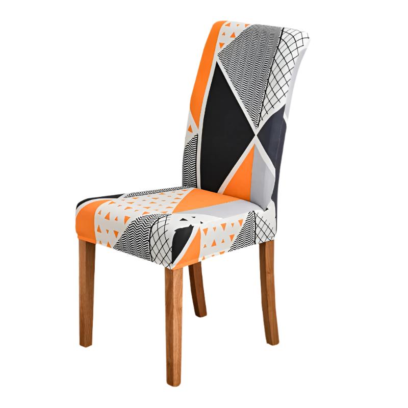 Chair Cover Orange Pattern Design With Anti Dirt Elastic Material For Slipcovers