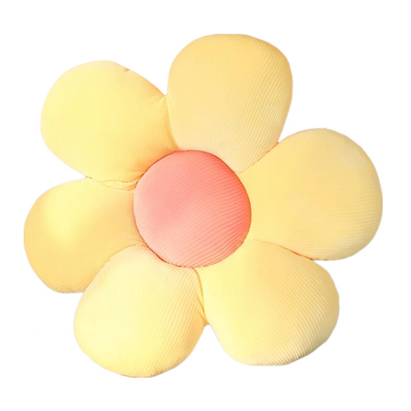 Plush Yellow Flower Shape Stuffed Soft Pillow Seat Cushion For Room Decor 30 35Cm Cushions & Decorative Pillows
