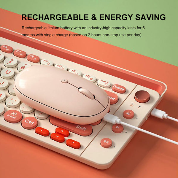 Bluetooth Keyboard Pink Mult Device Wireless Rechargeable Holder Keyboards & Keypads