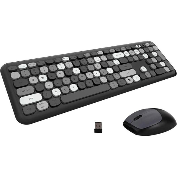 Bluetooth Keyboard Mouse Combo Set Wireless Retro Design For Computers Keyboards & Keypads