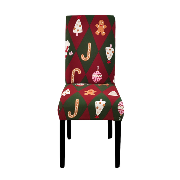 Chair Cover Green Red Christmas Diamond Pattern Stretchable Dining Slipcover Slipcovers