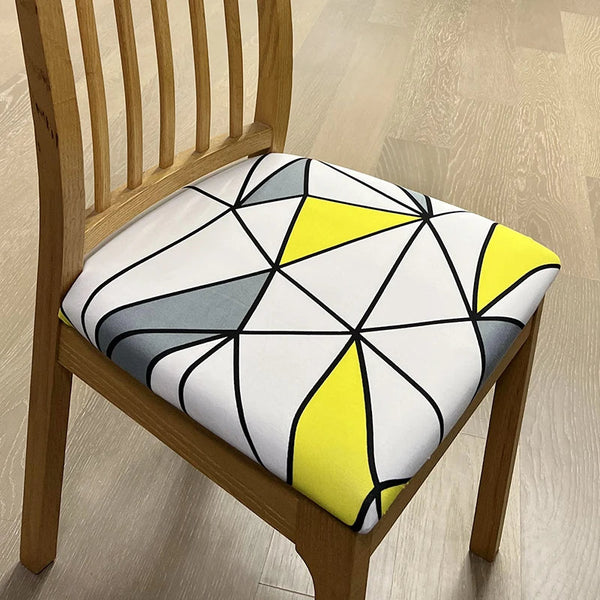 Chair Cover Yellow White Grey Triangular Design Stretch Seat For Slipcovers