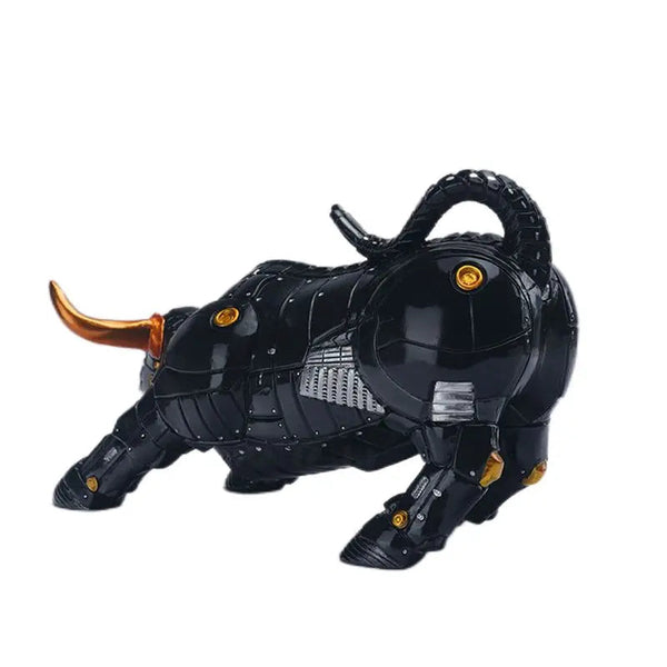Home Figurine Black Mechanical Bull Resin Sculpture For Living Room Decoration Sculptures & Figurines