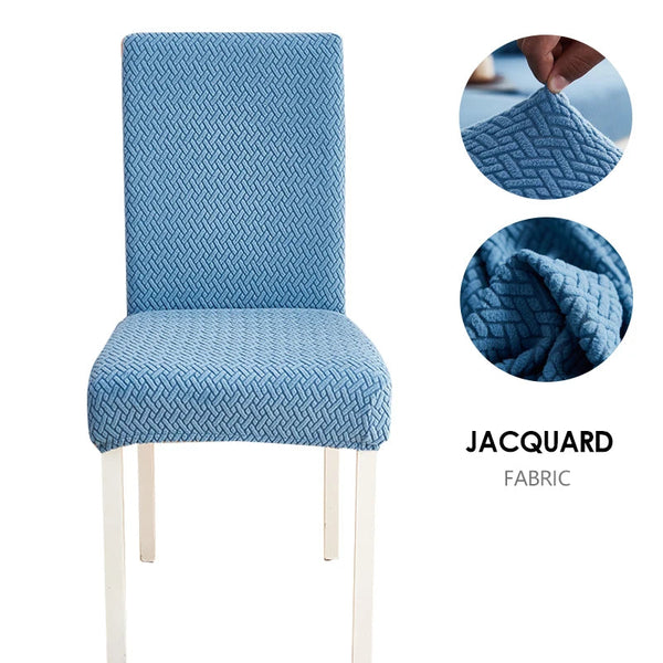 Chair Cover Blue Small Knitted Design Anti Dirt Elastic Material For Dining Room Kitchen Wedding Hotel Banquet Restaurant Slipcovers