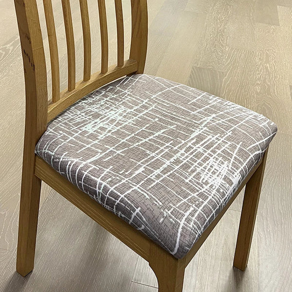 Chair Cover Brown White Crack Linear Design Stretch Seat For Dining Kitchen Slipcovers