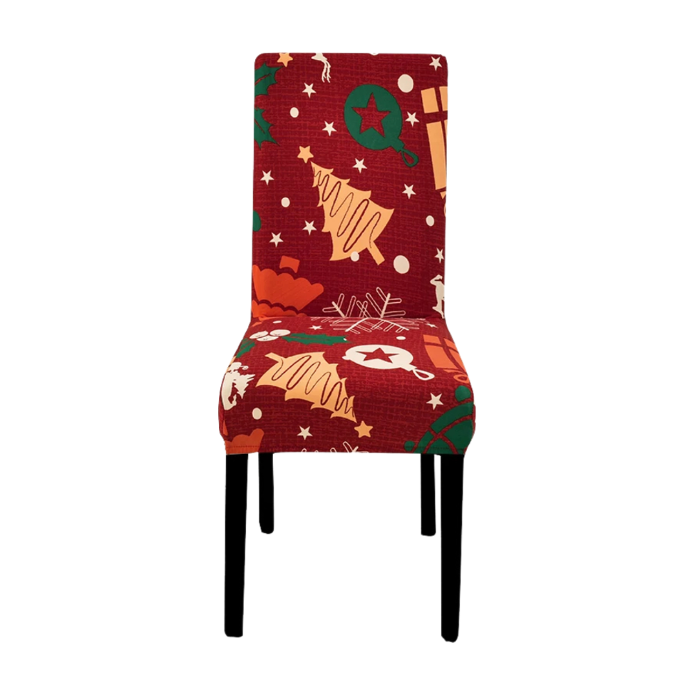 Chair Cover Maroon Christmas Tree Lantern Design Stretchable Dining Slipcover Slipcovers