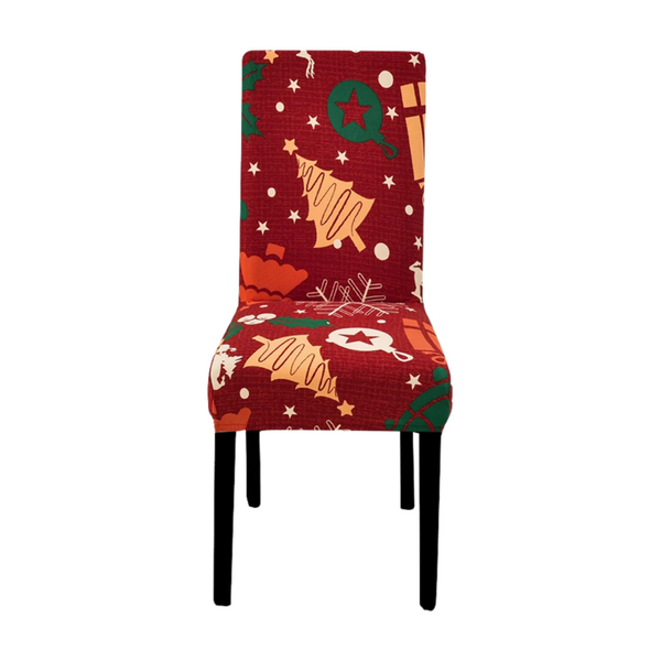 Chair Cover Maroon Christmas Tree Lantern Design Stretchable Dining Slipcover Slipcovers