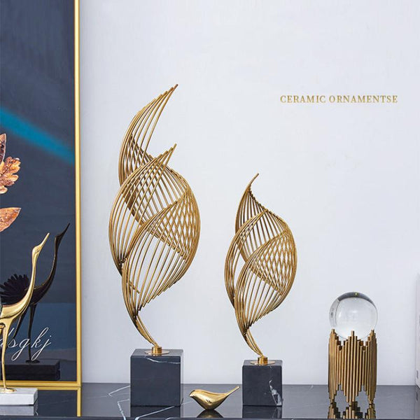 63Cm Spiral Leaves Gold Metal Tabletop Decor Modern Art Living Room Display Tabletop & Shelf Décor
