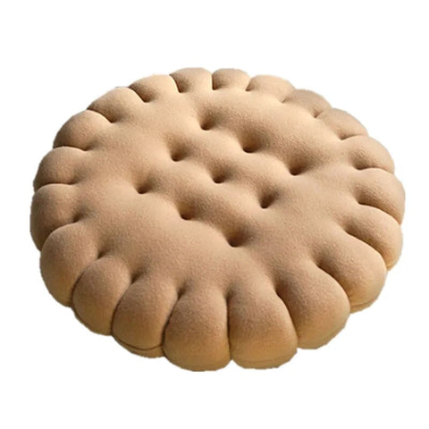 Plush Pillow Light Brown Round Biscuit Shape Stuffed Soft Cushion For Decor Cushions & Decorative Pillows