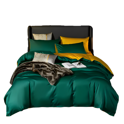 Duvet Comforter Set Double Deep Green Yellow Egyptian Cotton Thick Blanket Bedspread Double Bed Comforters