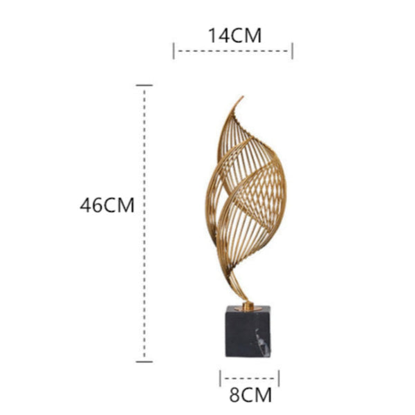 46Cm Spiral Leaves Gold Metal Tabletop Decor Modern Art Sculptures Figurines Sculptures & Figurines