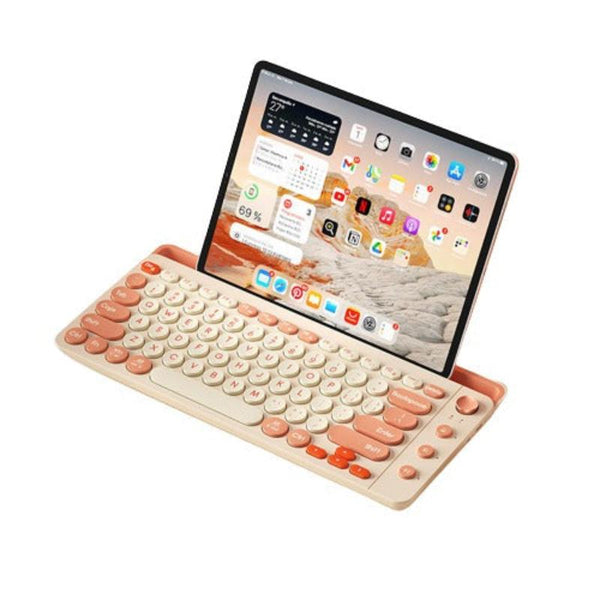 Bluetooth Keyboard Pink Mult Device Wireless Rechargeable Holder Keyboards & Keypads