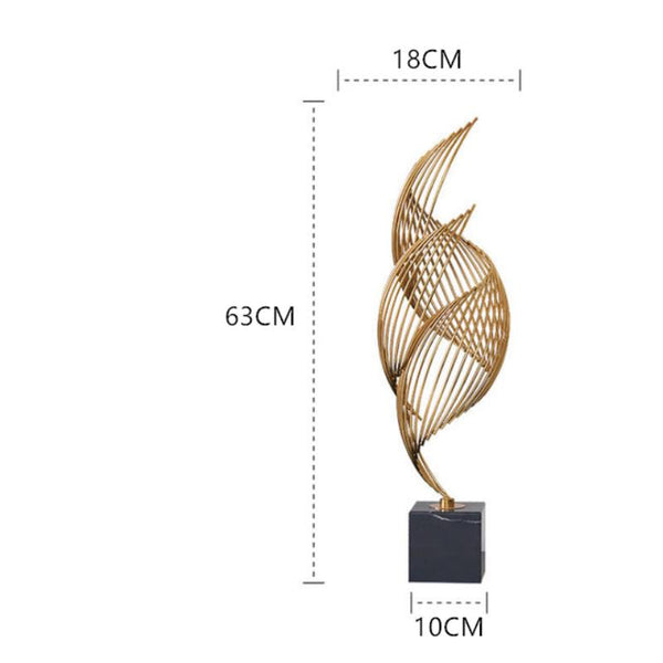 63Cm Spiral Leaves Gold Metal Tabletop Decor Modern Art Living Room Display Tabletop & Shelf Décor