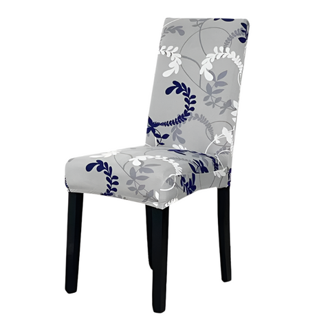 Chair Cover Grey Leaf Vines Design Anti Dirt Elastic Material For Slipcovers