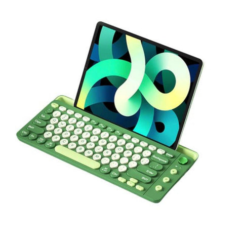 Bluetooth Keyboard Green Mult Device Wireless Rechargeable Holder Keyboards & Keypads