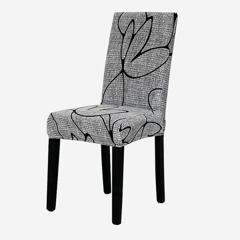 Chair Cover Grey Simple Floral Design Anti Dirt Elastic Material Dining Room Kitchen Slipcovers