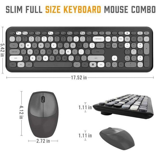 Bluetooth Keyboard Mouse Combo Set Wireless Retro Design For Computers Keyboards & Keypads