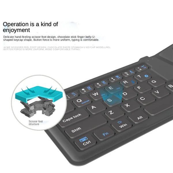 Bluetooth Keyboard Black Folding Ergonomic Portable Wireless Computer Laptop Keys Keyboards & Keypads