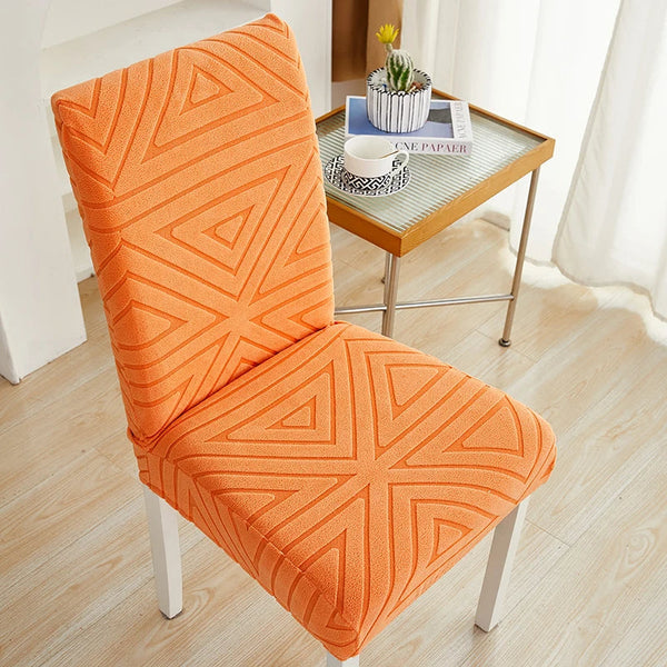 Chair Cover Orange Triangular Design Elastic Material For Dining Room Slipcovers