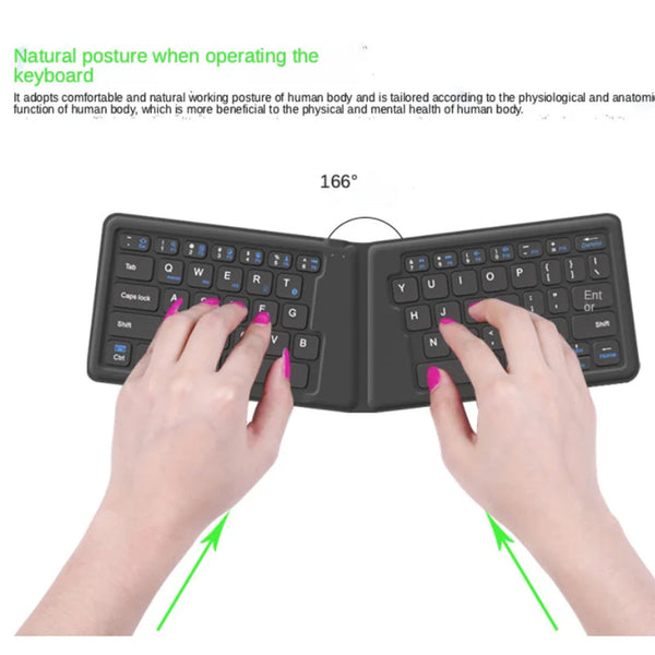 Bluetooth Keyboard Black Folding Ergonomic Portable Wireless Computer Laptop Keys Keyboards & Keypads