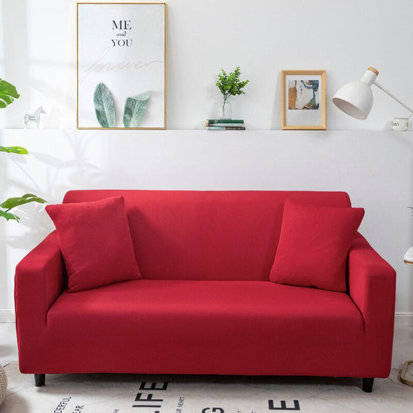 3 Seater Sofa Cover Plain Red Style Protection For Living Room Chair Slipcover Slipcovers