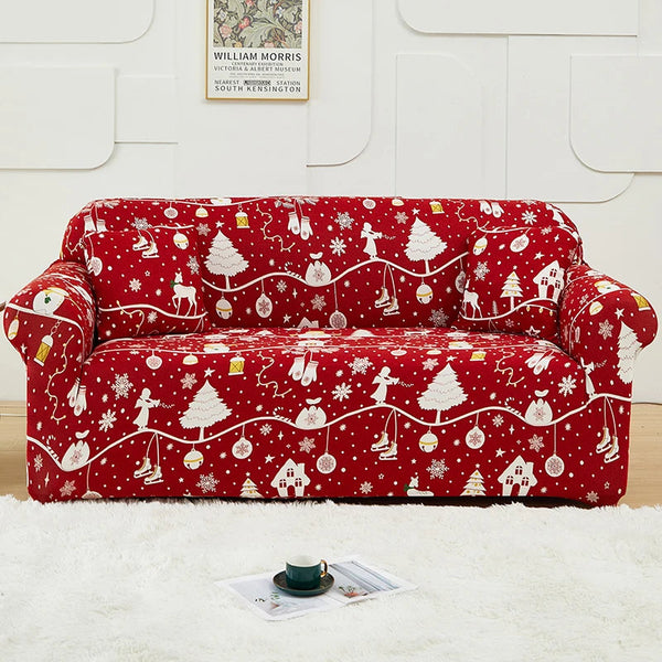 Sofa Cover Red Festive Christmas Design Non Slip Stretchable Slipcover For Furniture Slipcovers
