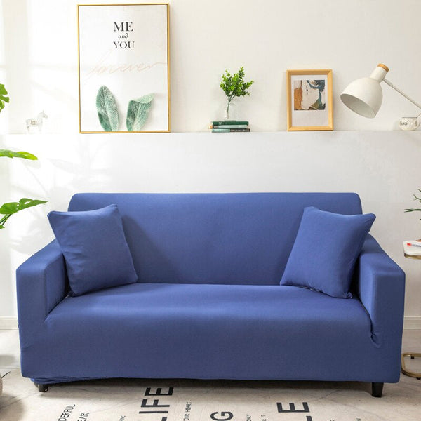 3 Seater Sofa Cover Plain Royal Blue Elastic Stretchable Slipcover For Living Room Slipcovers