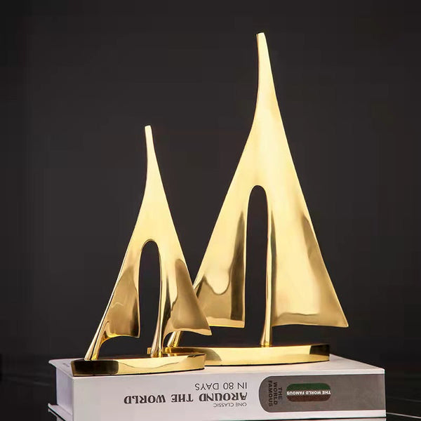 20Cm Gold Sailing Ship Metal Crafts Tabletop Decor Sculptures Figurines Sculptures & Figurines
