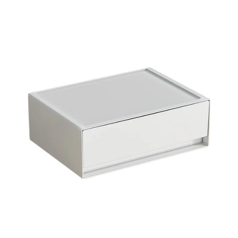 Storage Box White Low Type Desktop Stackable One Grid Drawer Organizer Storage Boxes