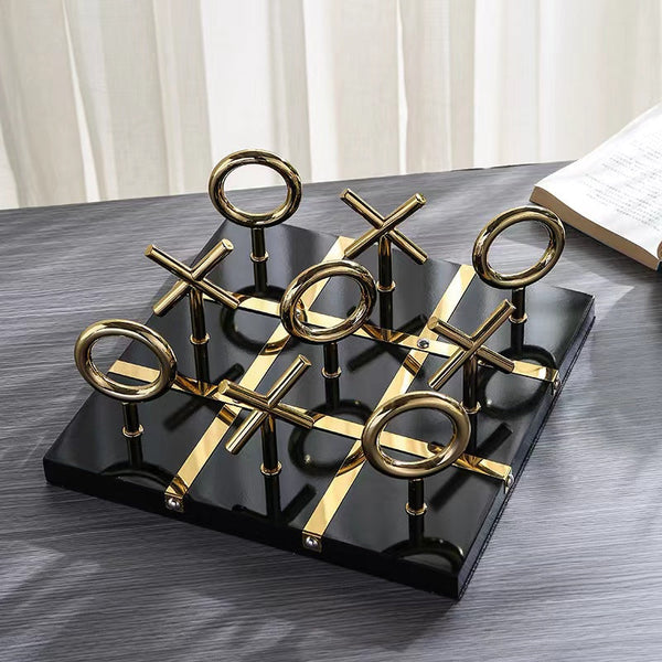 Gold Black Metal Xo Board Tabletop Decor Modern Art Sculptures Figurines Sculptures & Figurines