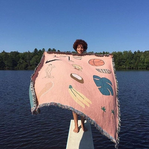 Pink Blanket Hawaiian Tapestry Leisure Sofa Cover Outdoor Mat 130X160cm Tapestries