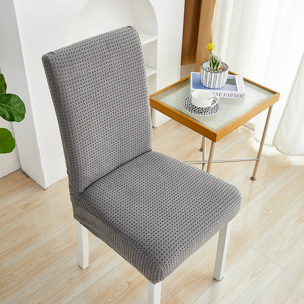 Dark Grey Micro Knitted Chair Cover For Dining Room Kitchen Wedding Hotel Banquet Slipcovers