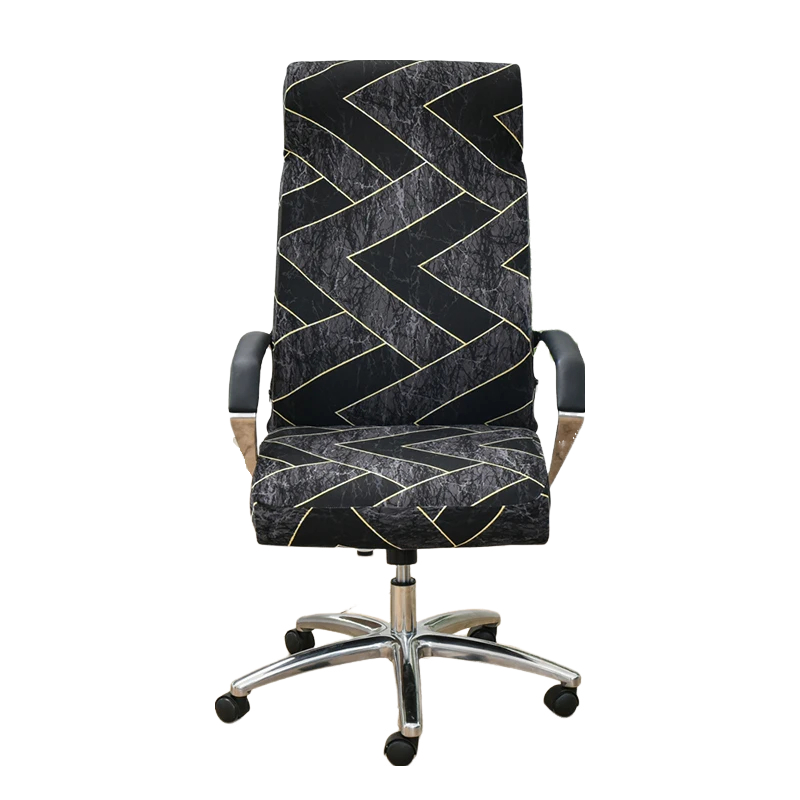 Office Chair Cover Black Dark Gray Pattern Medium Non Slip Rotating Seat Case Universal Armrest Protector Covers Chair Covers