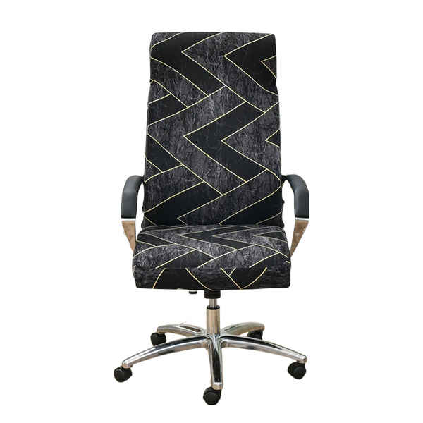 Office Chair Cover Black Dark Gray Pattern Medium Non Slip Rotating Seat Case Universal Armrest Protector Covers Chair Covers