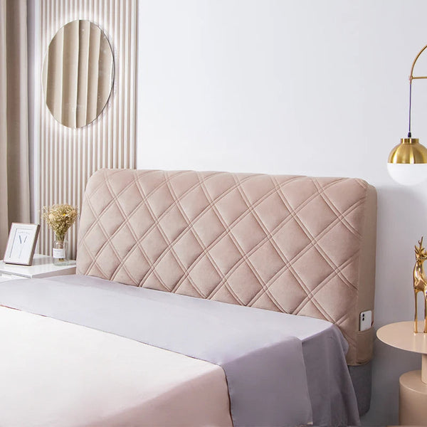 Khaki Criss Cross Pattern Super Soft Smooth Quilted Velvet Bed Headboard Cover Headboards & Footboards