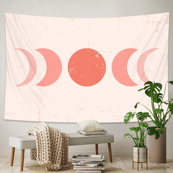 Tapestry Pink Moon 150X150cm Psychedelic Scene Art Hippie Bohemian Tapestries