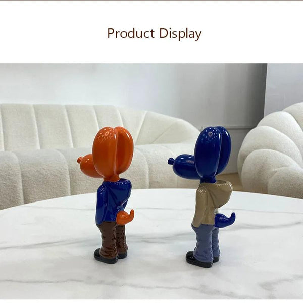 Figurine Balloon Dog Statue Orange 7 Inch Resin Sculpture For Decor Sculptures & Figurines