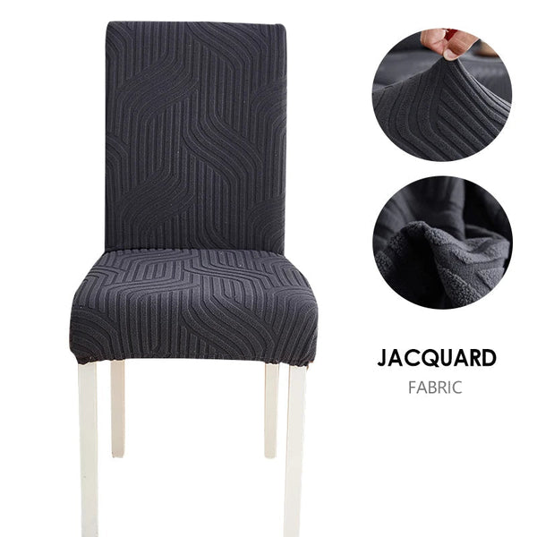 Chair Cover Dark Grey Linear Design With Elastic Material For Slipcovers