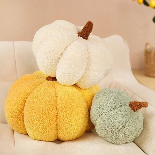 Yellow Lamb Fleece Pumpkin Plush Throw Pillow For Living Room Bedroom 35Cm Cushions & Decorative Pillows