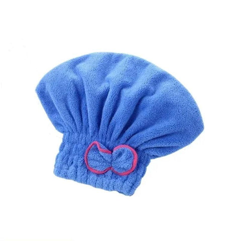 Hair Bonnets Blue Microfibre Quick Drying Bath Towels For Women Shower Hat Towels & Washcloths