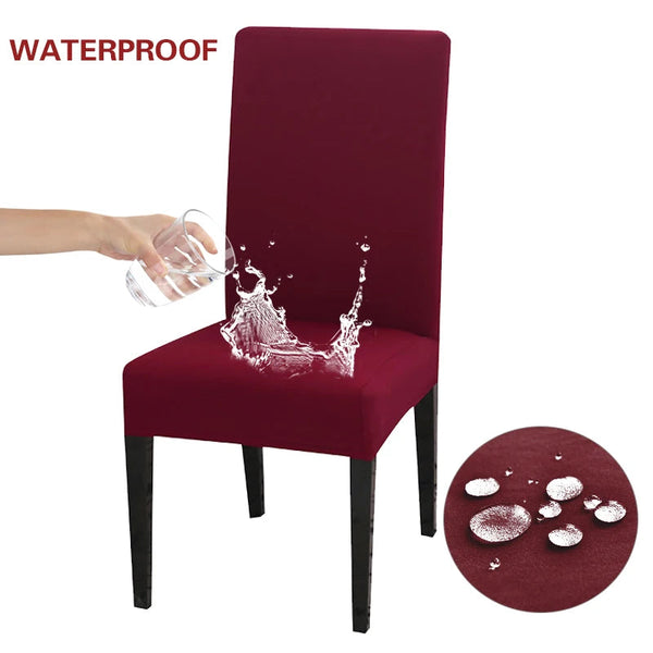 Chair Cover Wine Red Anti Dirt Waterproof Elastic Material For Dining Room Slipcovers