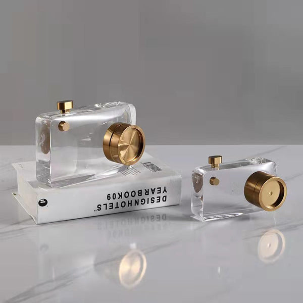 12Cm Crystal Camera Modern Desk Tabletop Decor Sculptures Figurines Sculptures & Figurines