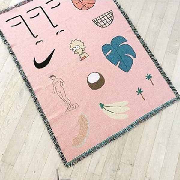 Pink Blanket Hawaiian Tapestry Leisure Sofa Cover Outdoor Mat 130X160cm Tapestries