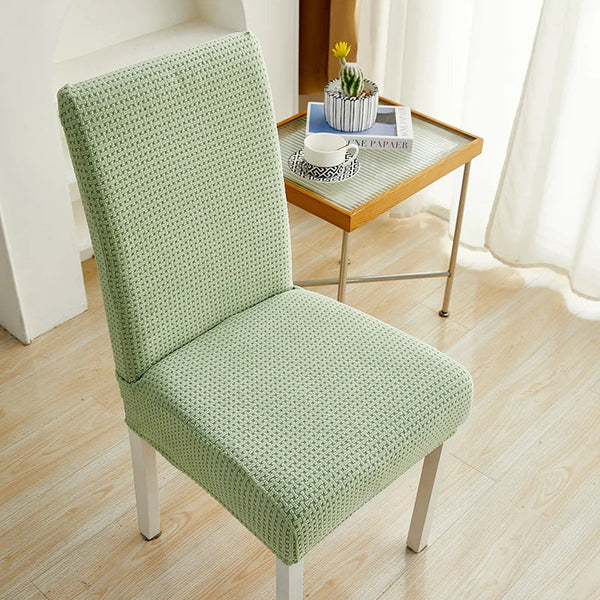 Chair Cover Light Green Micro Knitted Design Elastic Material For Dining Room Slipcovers