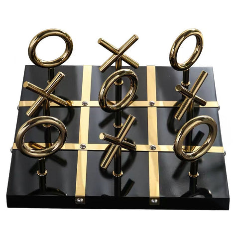 Gold Black Metal Xo Board Tabletop Decor Modern Art Sculptures Figurines Sculptures & Figurines