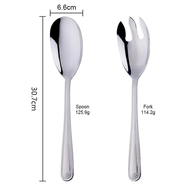 Silver Stainless Steel Big Giant Spoon Fork Set Buffet Kitchenware Serving Utensils & Sets