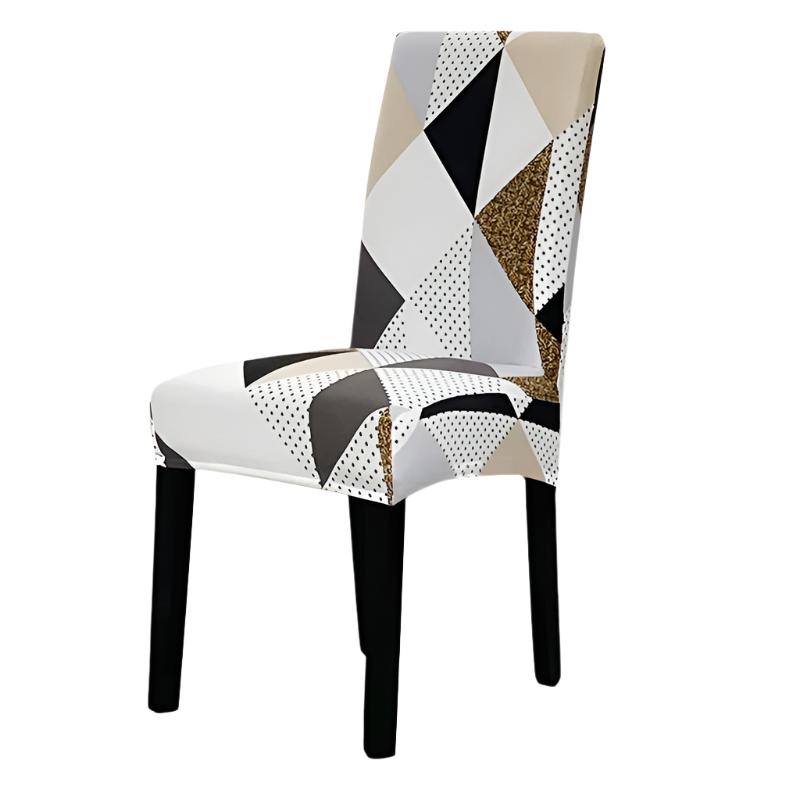 Chair Cover Brown Khaki Triangle Pattern Design For Dining Room Kitchen Slipcovers