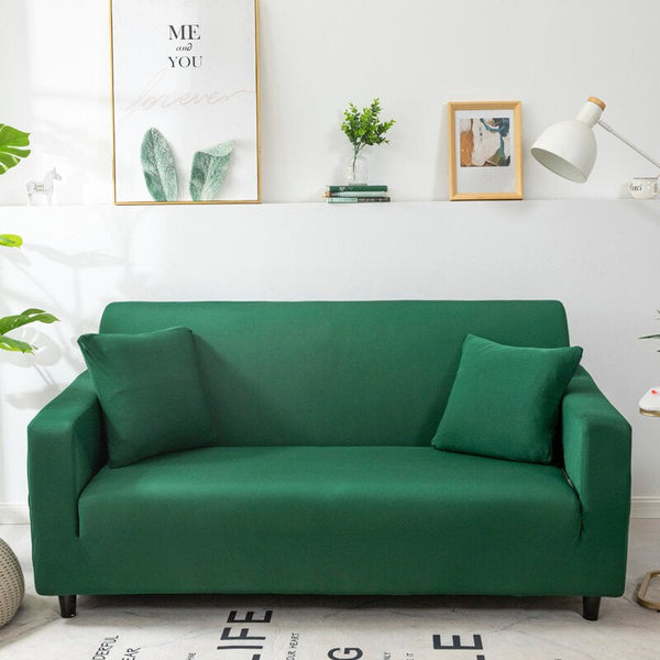 3 Seater Sofa Cover Plain Green Elastic Stretchable Slipcover For Living Room Slipcovers