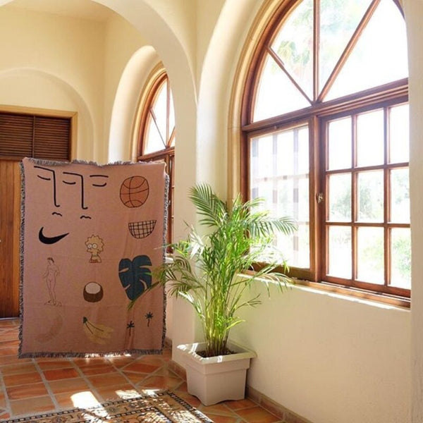 Pink Blanket Hawaiian Tapestry Leisure Sofa Cover Outdoor Mat 130X160cm Tapestries